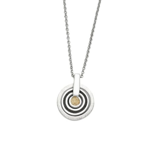 DUR Kette SCHWARZER PIRAT Lavasand & Strandsand Silber 925/- rhod. 42cm  (K2663)