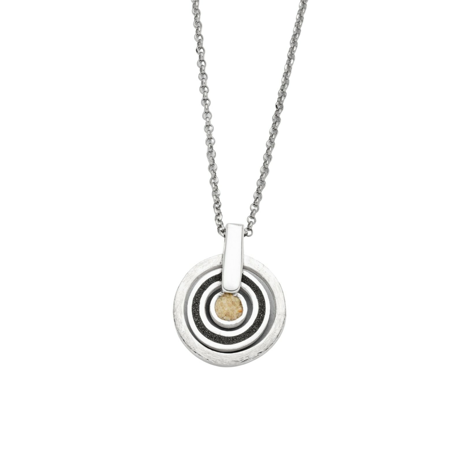 DUR Kette SCHWARZER PIRAT Lavasand & Strandsand Silber 925/- rhod. 42cm  (K2663) – Bild 1