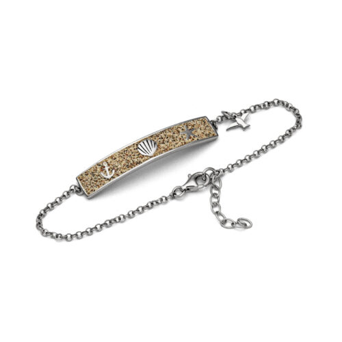 DUR Schmuck Armband STRAND Strandsand Silber 925/- rhod. 17,5cm + 2,5cm (A1483)