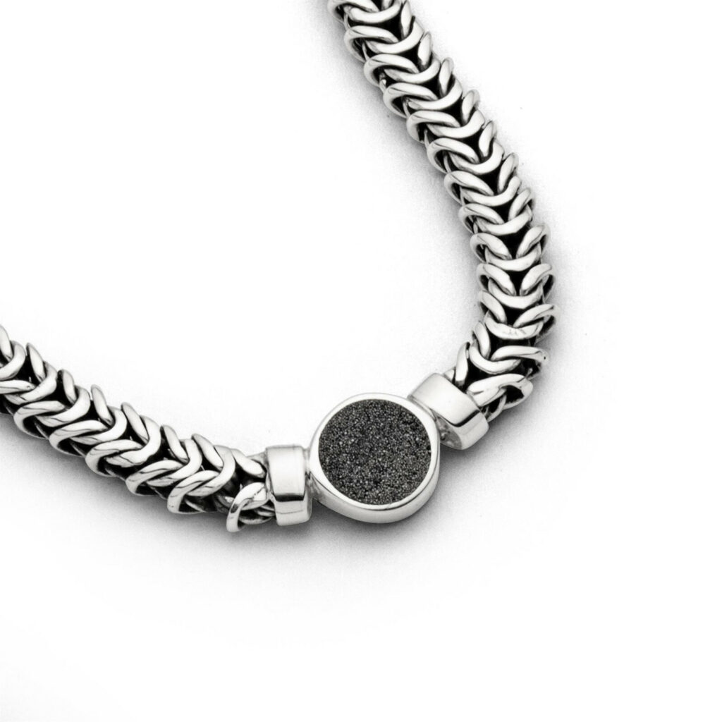 DUR massive Kette MEIN STRAND Lava, Silber 925/-rhod. 45cm + 3cm K2520