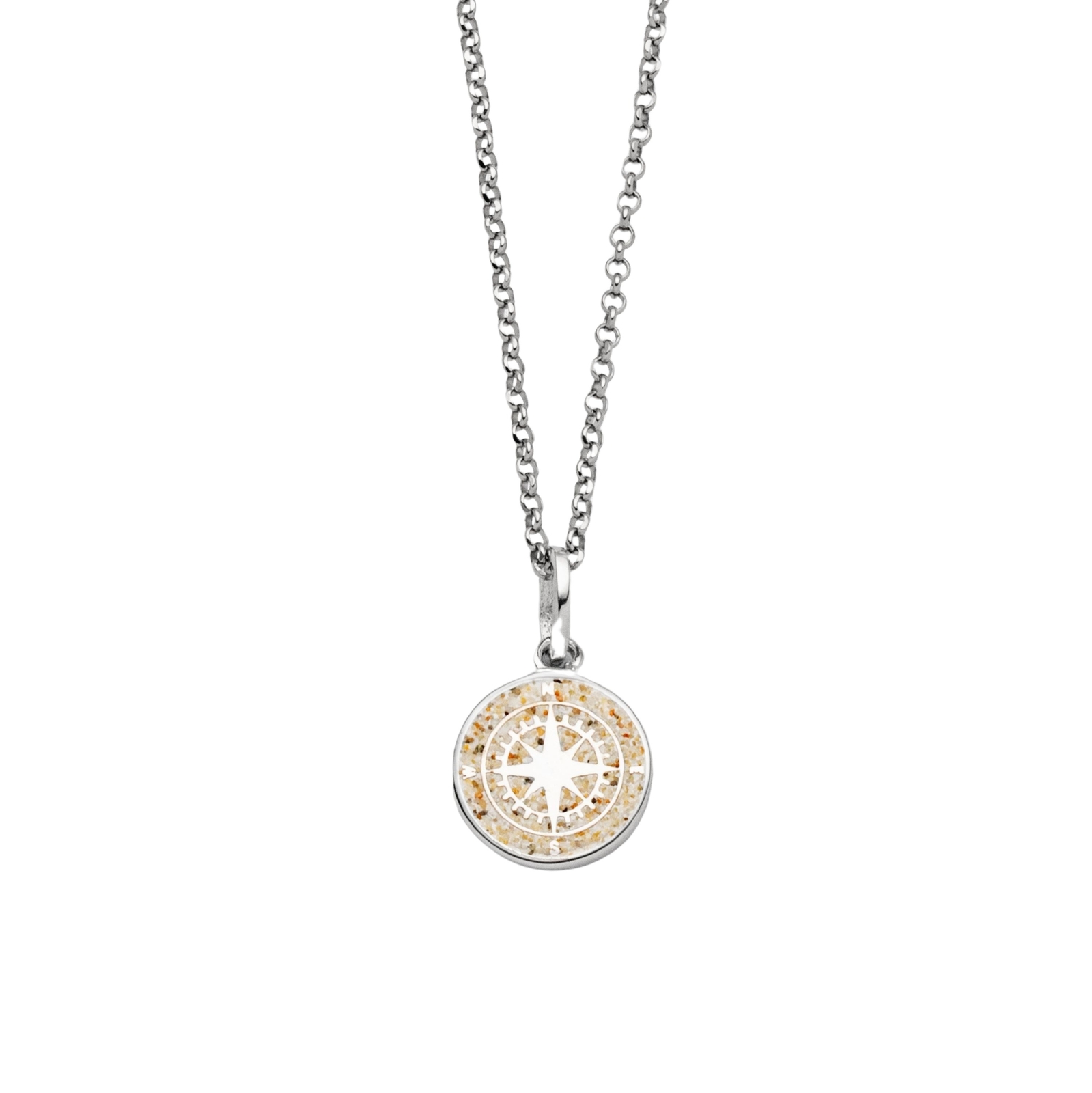 DUR Schmuck Kette KOMPASS 2.0 Strandsand Silber 925/- rhodiniert 45cm (K2966) – Bild 1