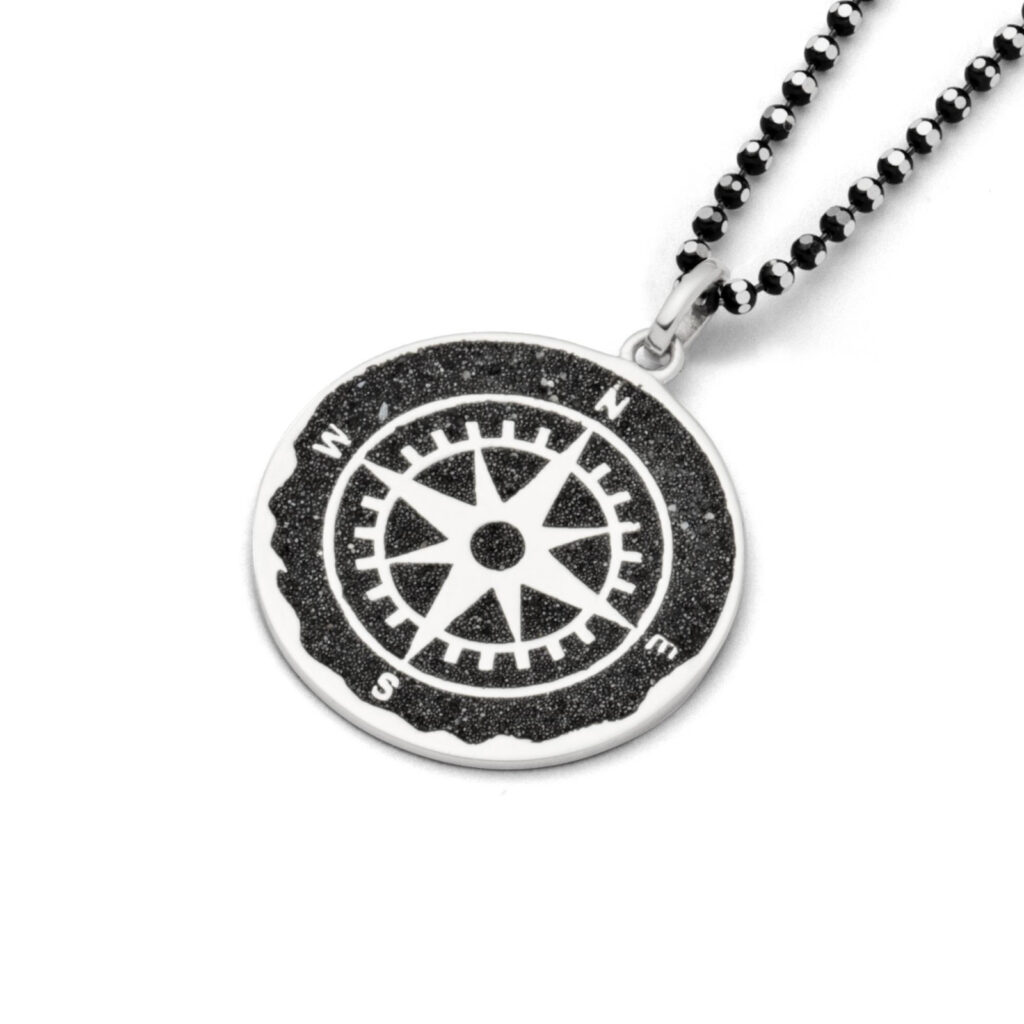 DUR Schmuck Anhänger KOMPASS Lavasand, Silber 925/- rhodiniert (P3203)