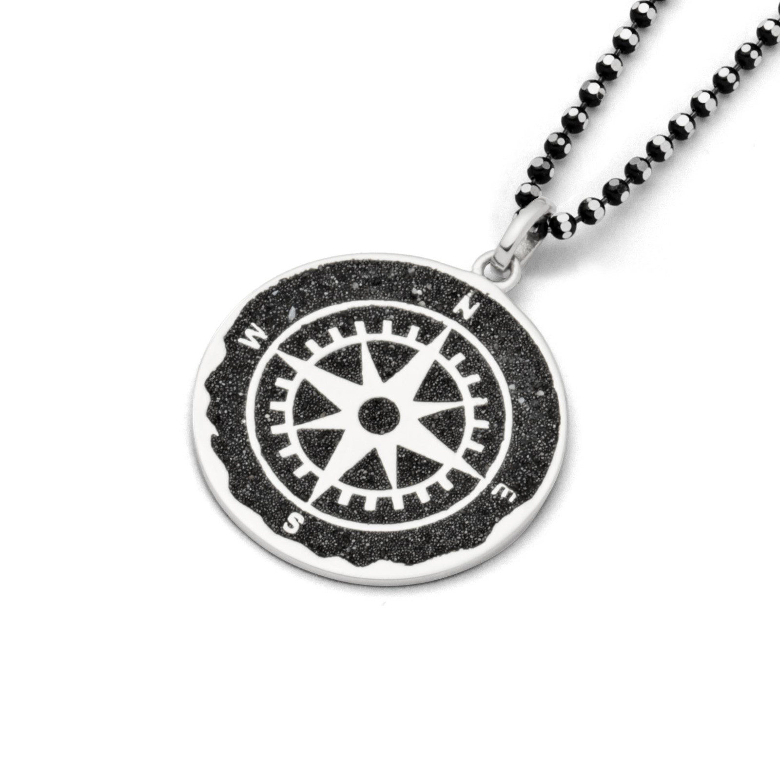 DUR Schmuck Anhänger KOMPASS Lavasand, Silber 925/- rhodiniert (P3203) – Bild 1
