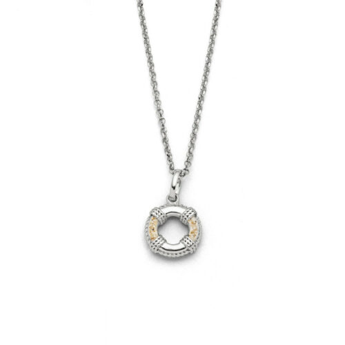 DUR Schmuck Kette RETTUNGSRING Strandsand, Silber 925/- rhodiniert 42cm (K2980)