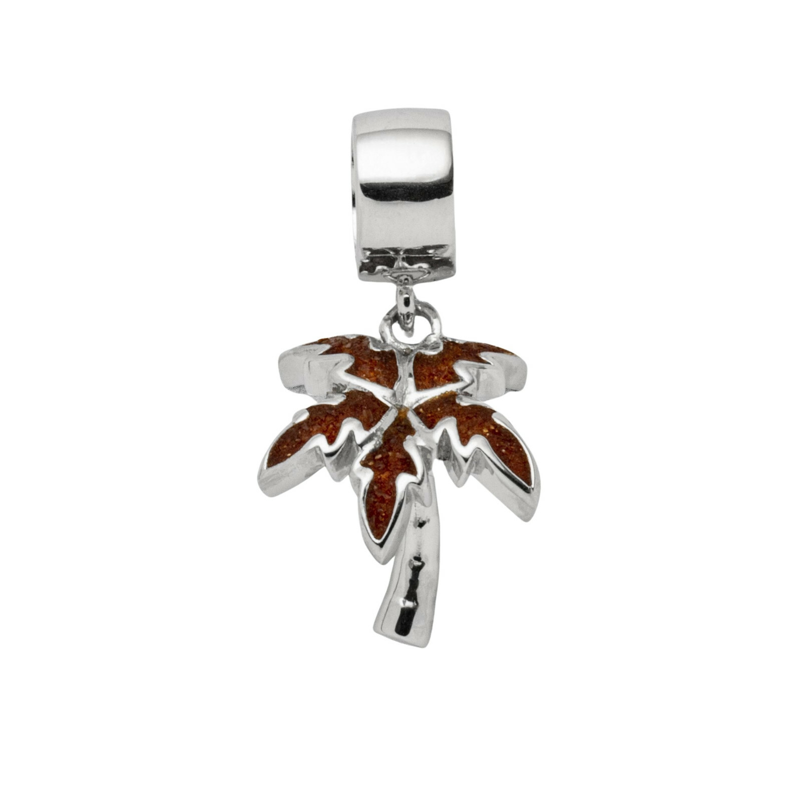 DUR Schmuck Charm PALME Bernstein, Silber 925/- rhodiniert (F293) – Bild 1