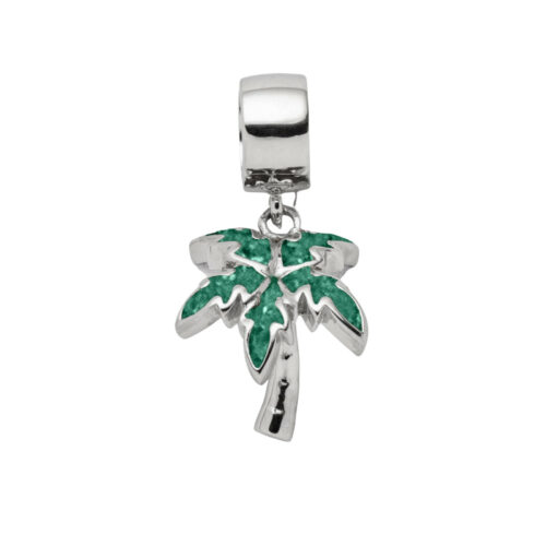 DUR Schmuck Charm PALME grüner Steinsand, Silber 925/- rhodiniert (F292)