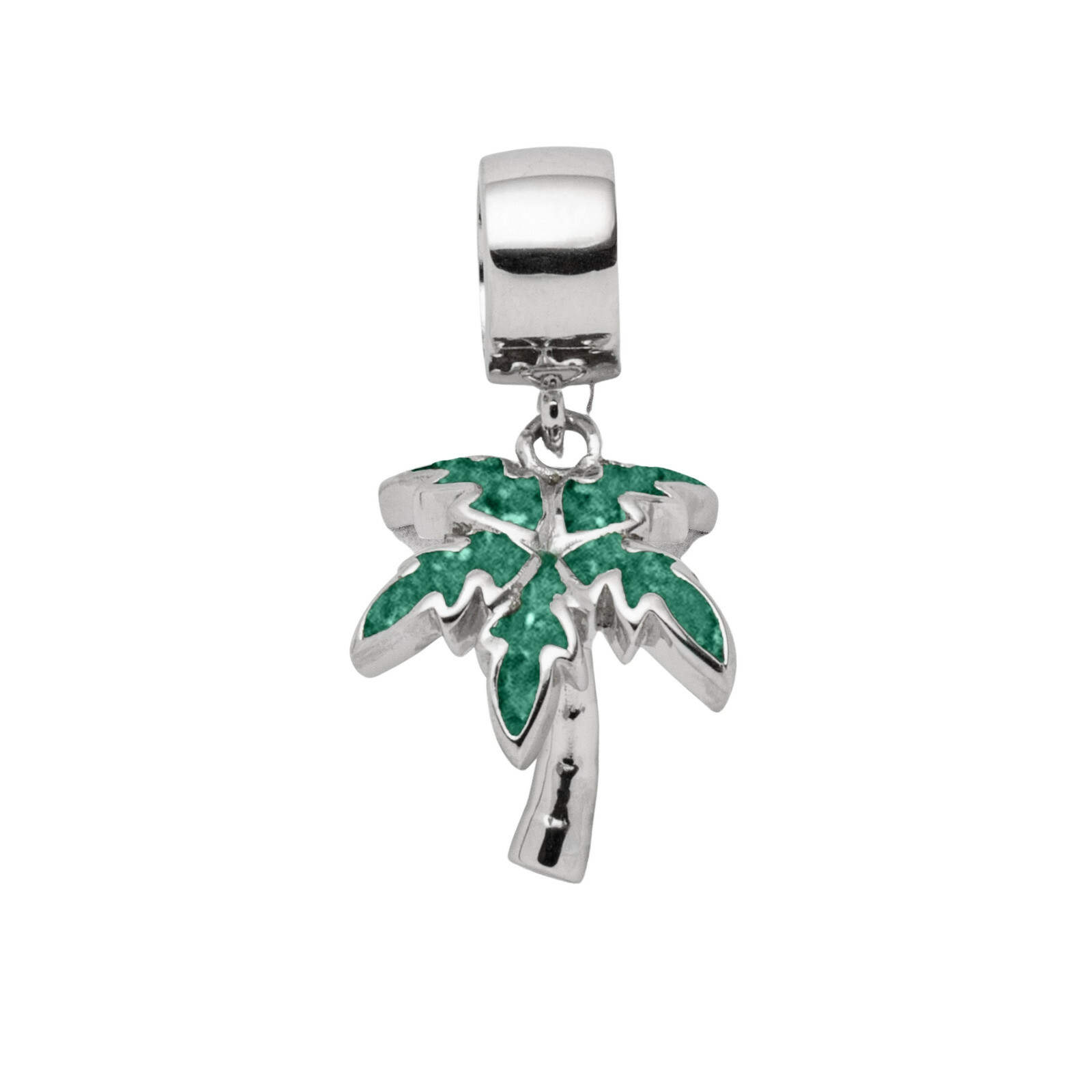 DUR Schmuck Charm PALME grüner Steinsand, Silber 925/- rhodiniert (F292) – Bild 1