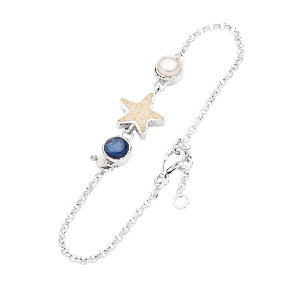 Dur Armband SANDSEESTERN Perle Kyanit Silber 925/- poliert 16,5 + 2cm A1845
