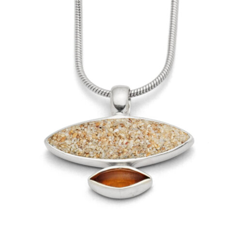 DUR Schmuck Anhänger SANDBANK Lavasand, Bernstein, Silber 925/- (P3292)