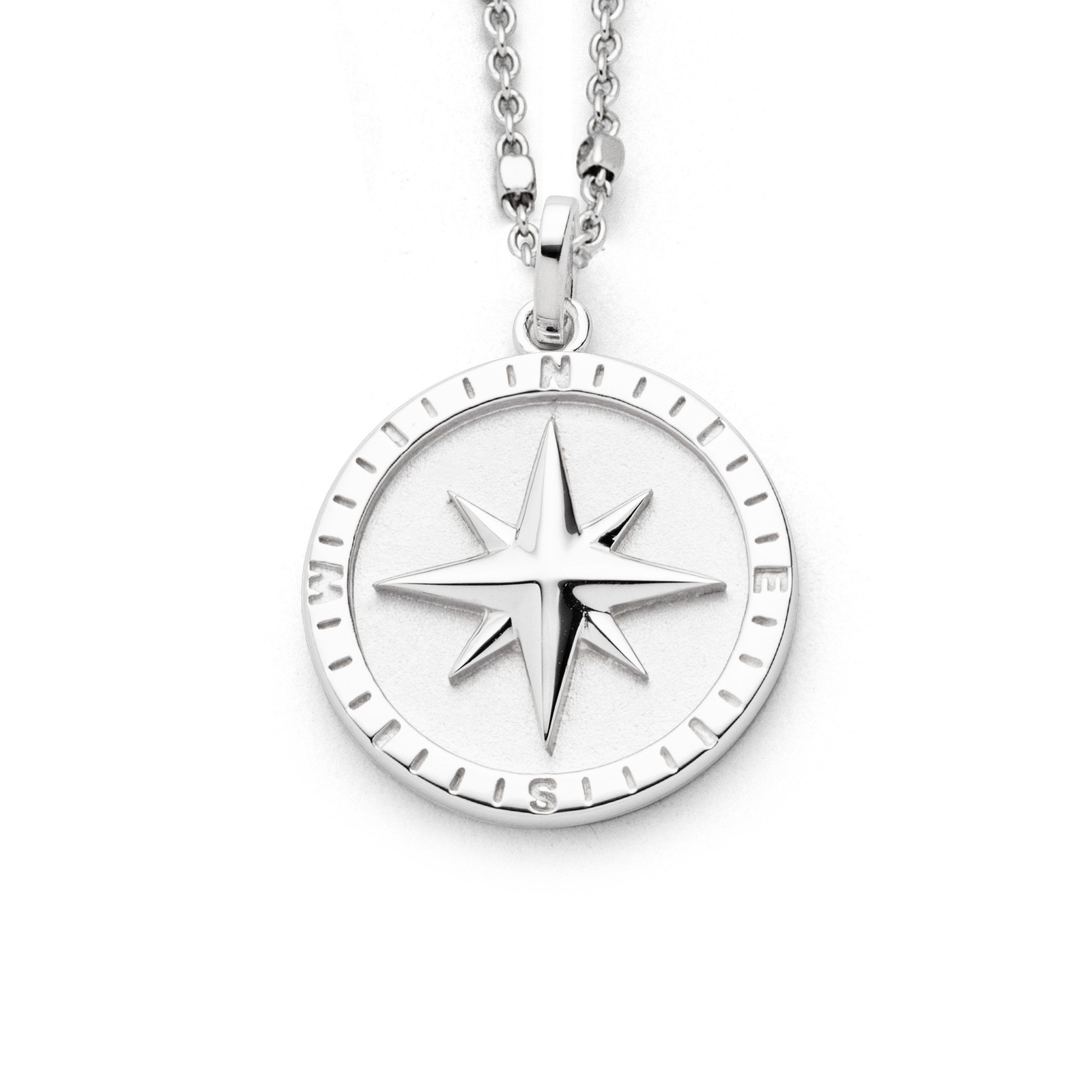 DUR Schmuck Anhänger KOMPASSROSE 2.0 Silber 925/- hell rhodiniert (P4329) – Bild 1