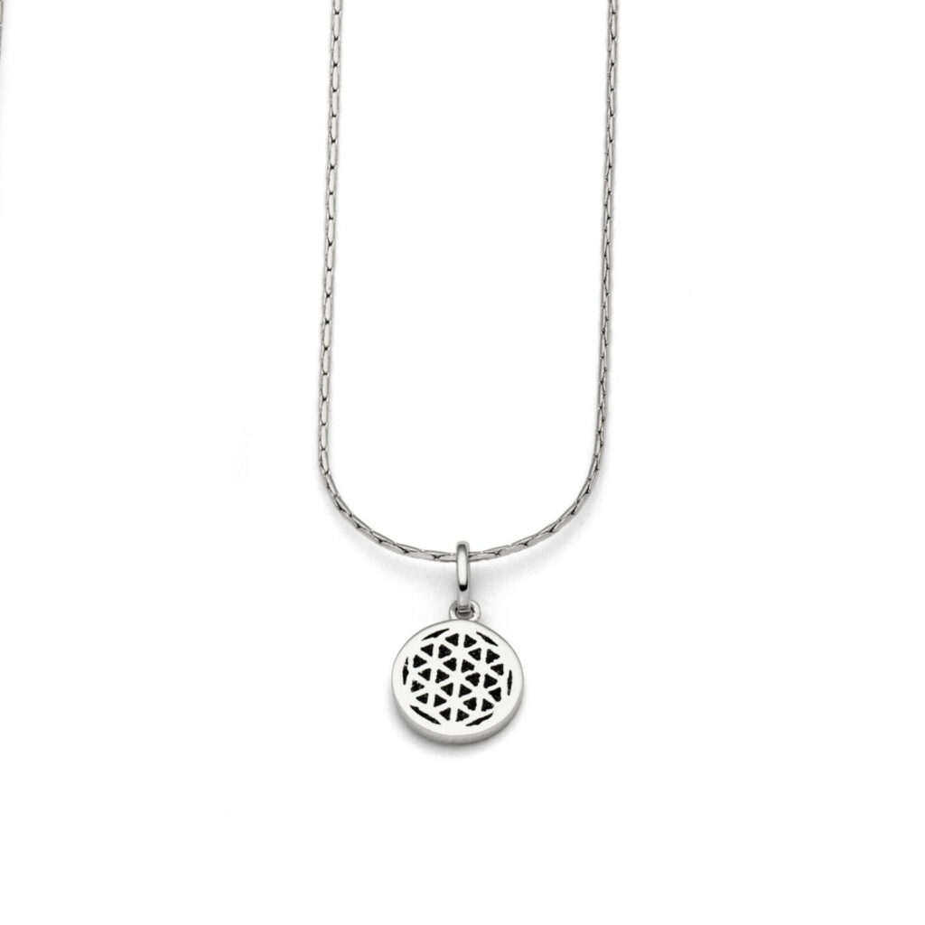 DUR Kette BLUME DES LEBENS Lavasand Silber 925/- rhod. 42cm (K2392)