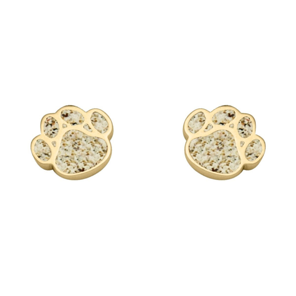 DUR Schmuck Ohrstecker PFOTE vergoldet, Strandsand, Silber 925/- (O5416)