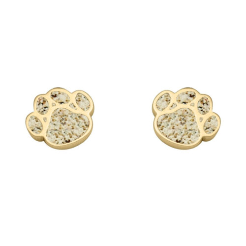 DUR Schmuck Ohrstecker PFOTE vergoldet, Strandsand, Silber 925/- (O5416)