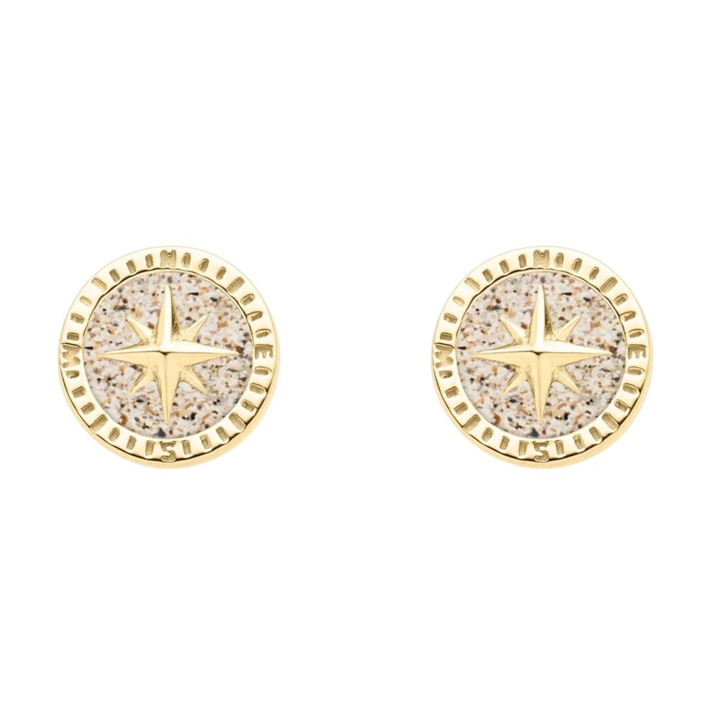 DUR Schmuck Ohrstecker KOMPASSROSE 2.0, Silber 925/- vergoldet (O5449)