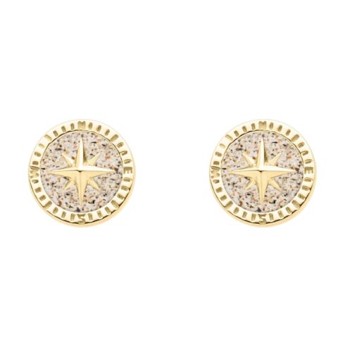 DUR Schmuck Ohrstecker KOMPASSROSE 2.0, Silber 925/- vergoldet (O5449)