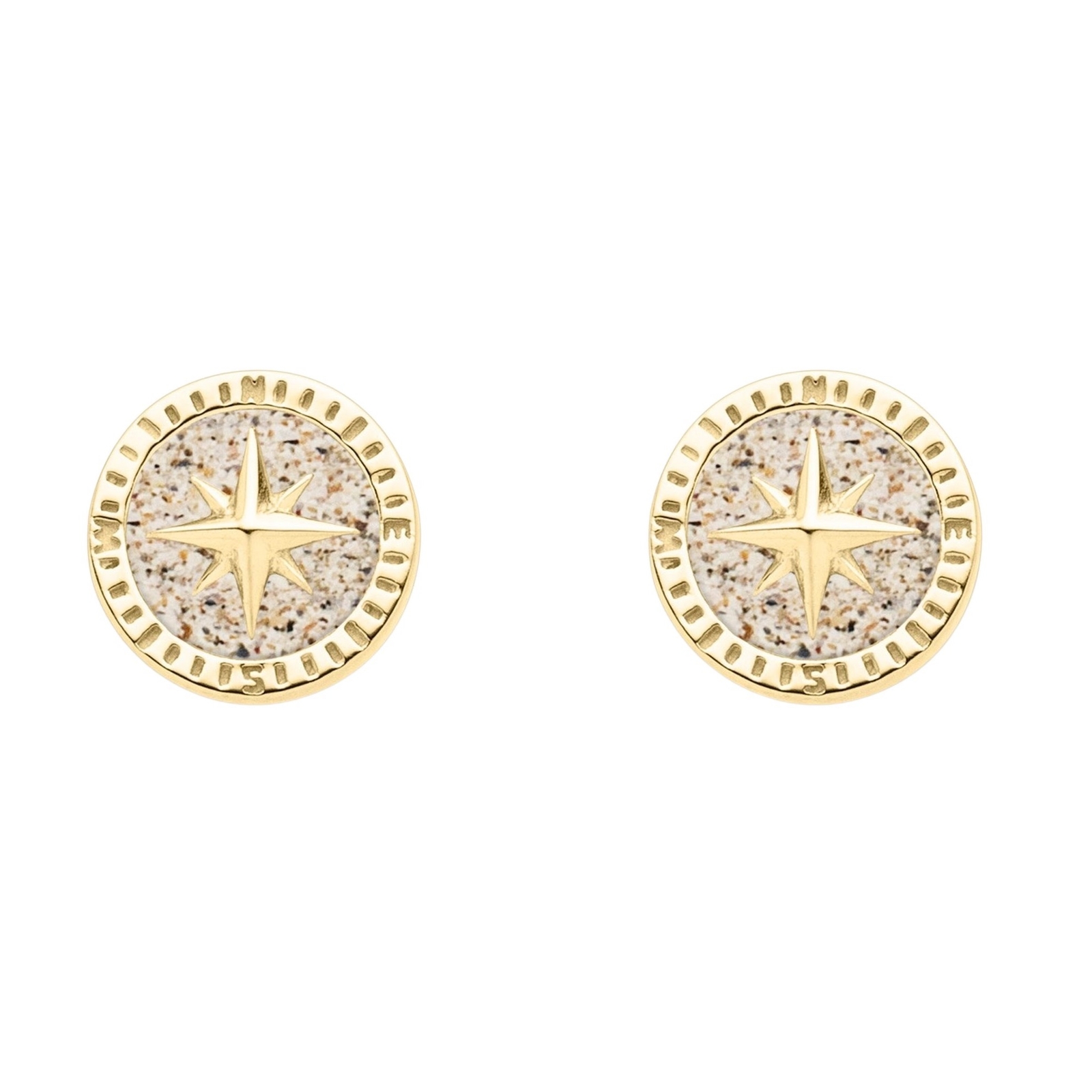 DUR Schmuck Ohrstecker KOMPASSROSE 2.0, Silber 925/- vergoldet (O5449) – Bild 1