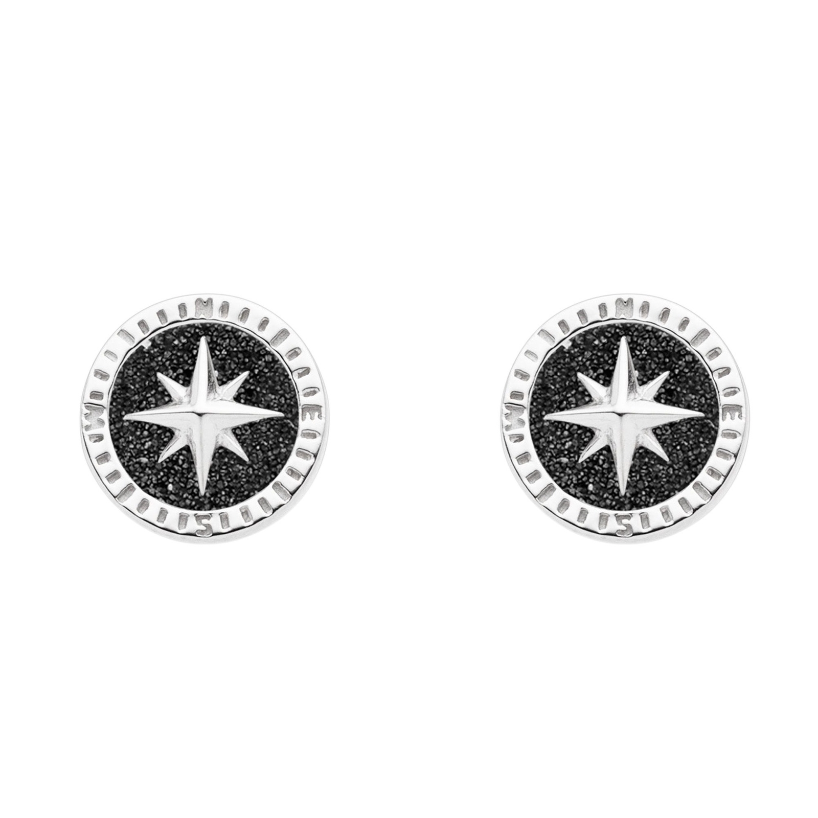 DUR Schmuck Ohrstecker KOMPASSROSE 2.0 Lavasand, Silber 925/- rhodiniert (O5447) – Bild 1