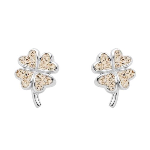 DUR Schmuck Ohrstecker KLEEBLATT Strandsand, Silber 925/- rhodiniert (O5444)