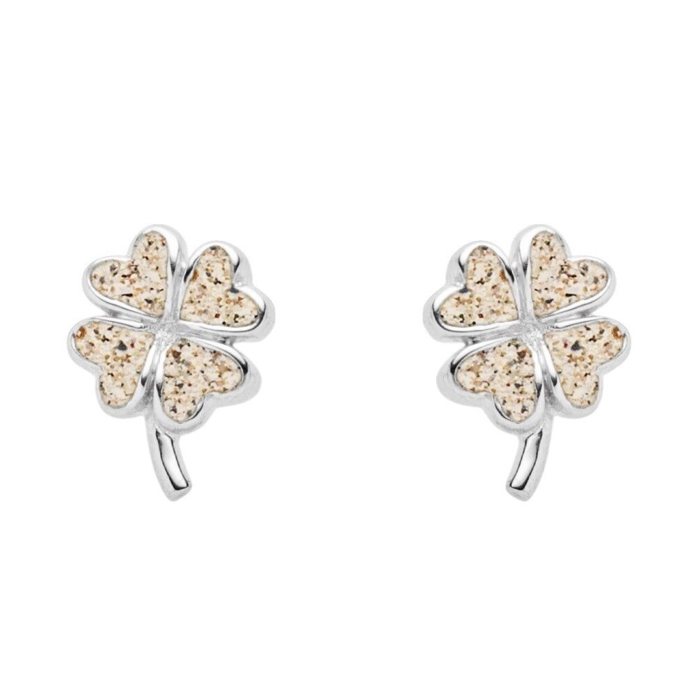 DUR Schmuck Ohrstecker KLEEBLATT Strandsand, Silber 925/- rhodiniert (O5444) – Bild 1