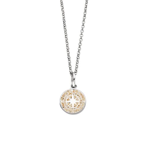 DUR Schmuck Kette KOMPASS 2.0 Strandsand Silber 925/- rhodiniert 42cm (K2668)