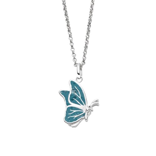 DUR Kette BUTTERFLY blauer Steinsand Silber 925/- rhodiniert 45cm (K2874)