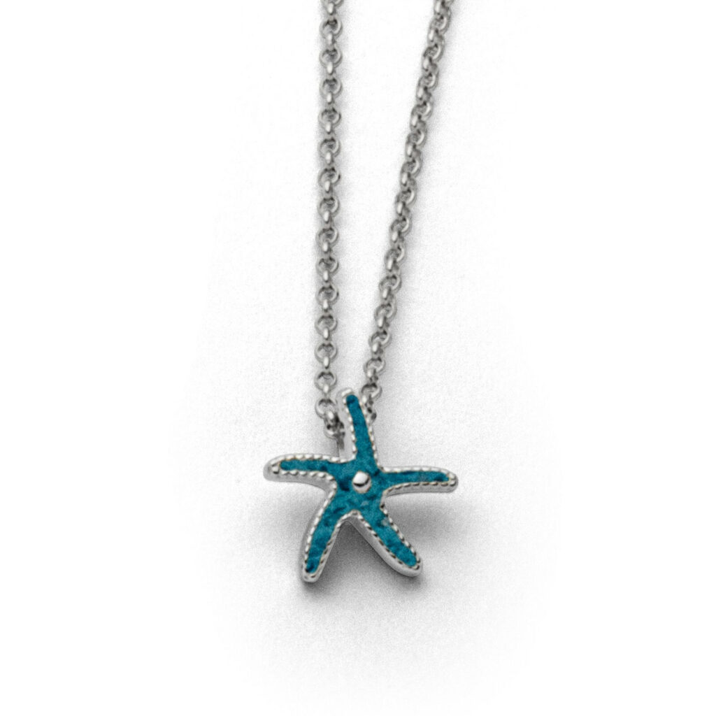 DUR Schmuck Kette SEESTERN Steinsand, Silber 925/- rhodiniert ca 42cm (K2615)