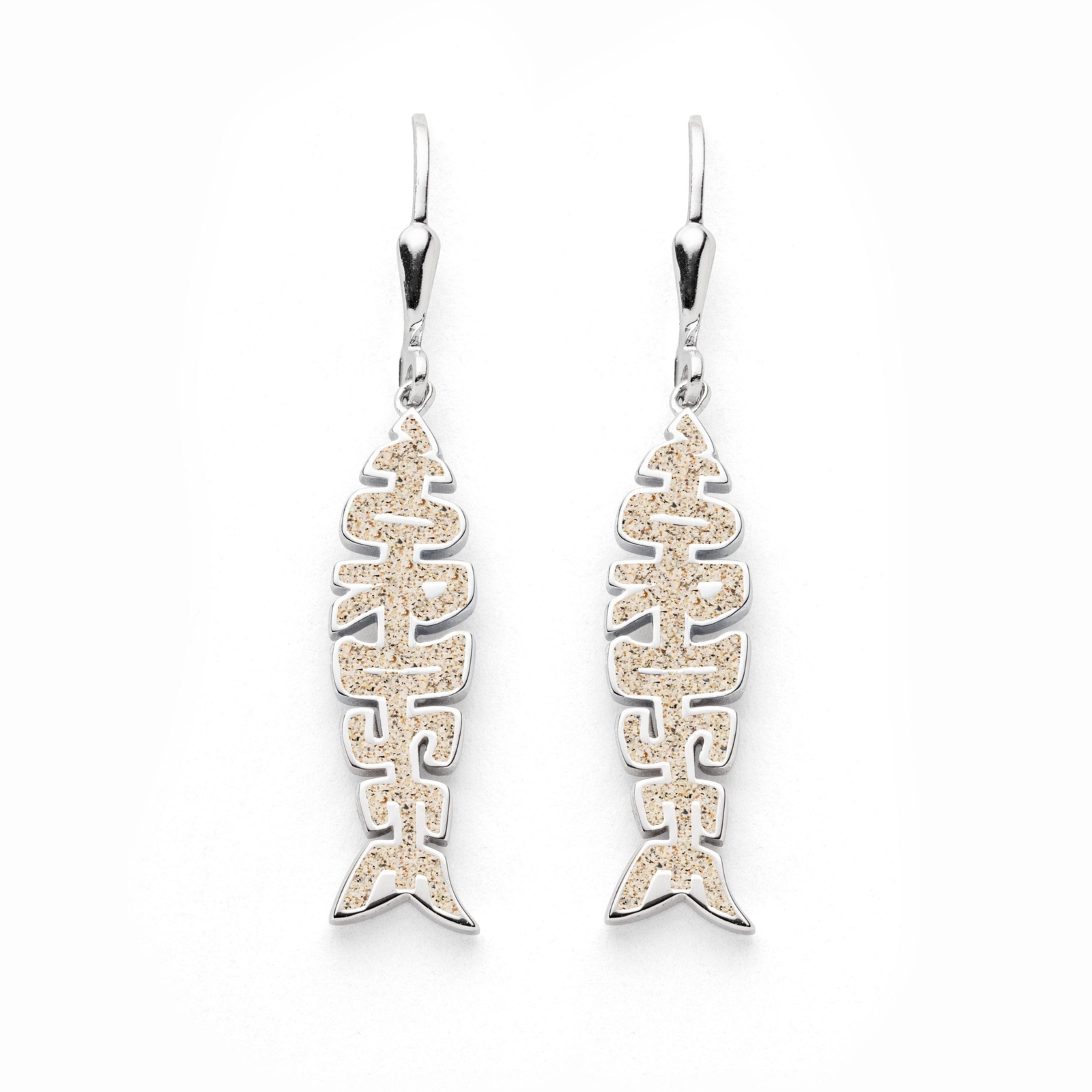 DUR Schmuck Ohrhänger Fischgräte NORDSEE Strandsand, Silber 925/- rhod. (O5474) – Bild 1