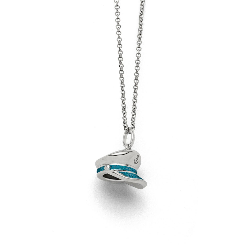 DUR Schmuck Kette KAPITÄNSMÜTZE Steinsand, Silber 925/- rhod. ca 42cm (K2699)
