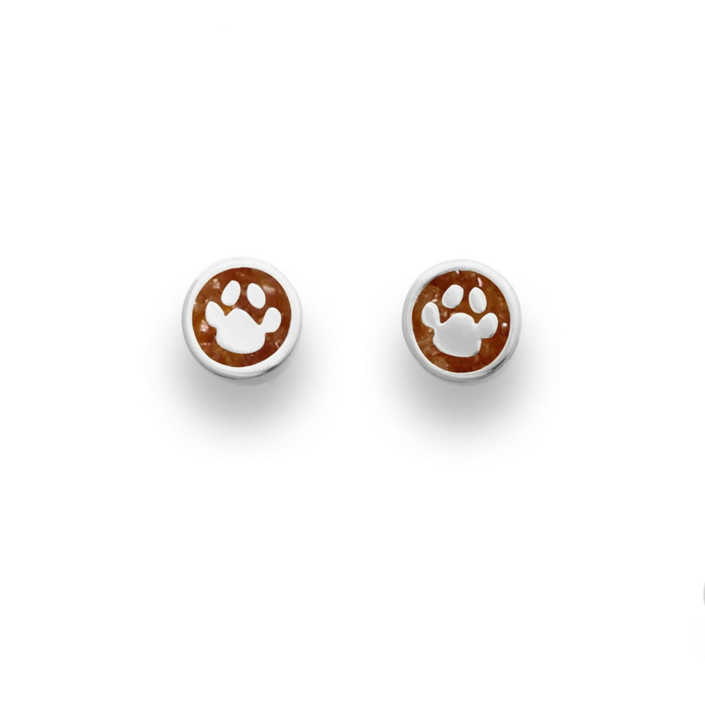 DUR Schmuck Ohrstecker LUCKY DOG Pfote Bernstein, Silber 925/- rhod. (O5120)