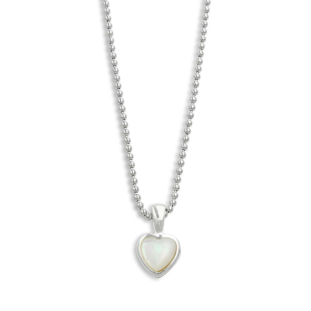 DUR Schmuck Kette HERZ Perlmutt, Silber 925/- rhod. ca 42+3cm (K2471)