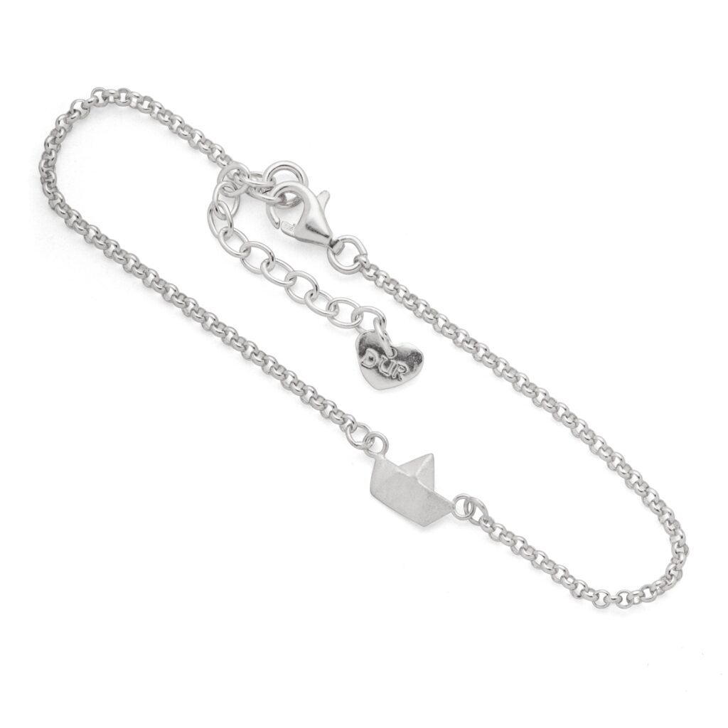 DUR Damen Armband BOOT matt Silber 925/- anlaufgeschützt 16,5cm + 3cm (A1742)
