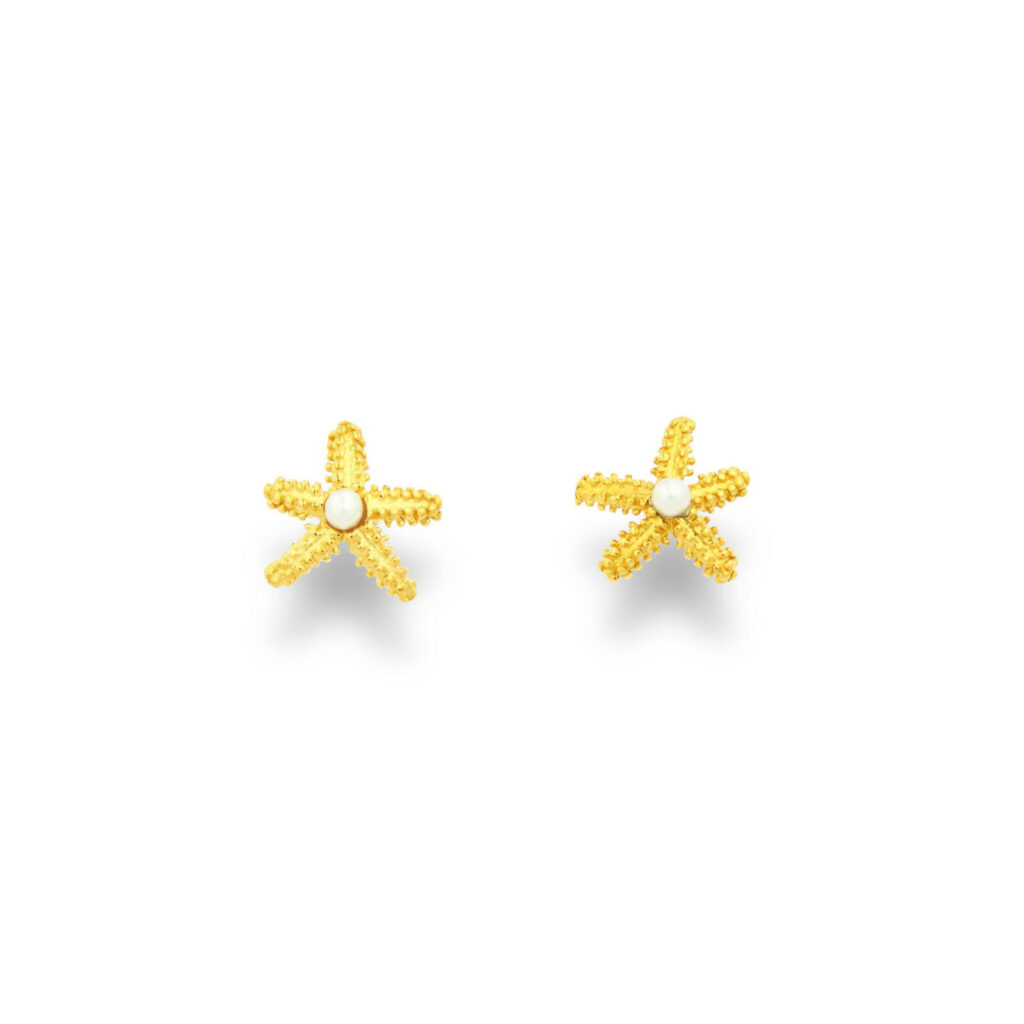 DUR Schmuck Ohrstecker SEESTERN Perle, Silber 925/- vergoldet (S1440)