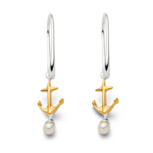 DUR Schmuck Ohrhänger FEINER ANKER Perlen, Silber 925/- teilw.vergoldet (O5122)