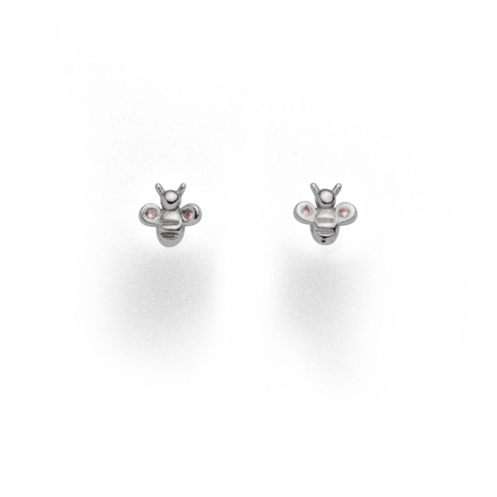 DUR Schmuck Ohrstecker BIENE Zirkonia, Silber 925/- rhodiniert (S1473)