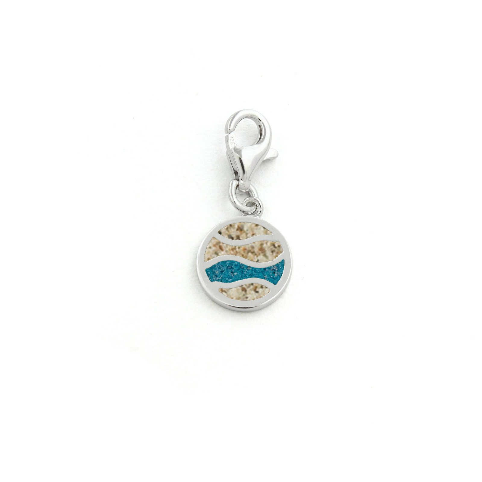DUR Schmuck Charm STRANDWELLEN, Strandsand, Steinsand, Silber 925/- rhod. (F253) – Bild 1