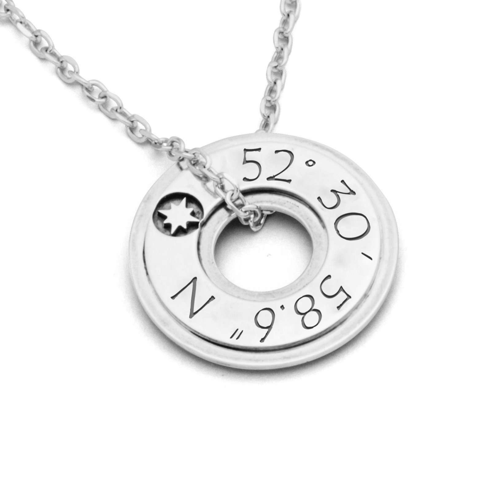 DUR Schmuck UNISEX Anhänger Koordinaten DEUTSCHLAND (Berlin) Silber 925/- P3320 – Bild 1