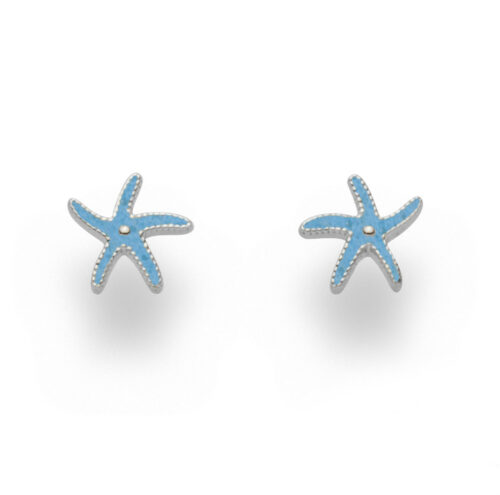 DUR Schmuck Ohrstecker SEESTERN Steinsand blau, Silber 925/- rhodiniert (O5130)