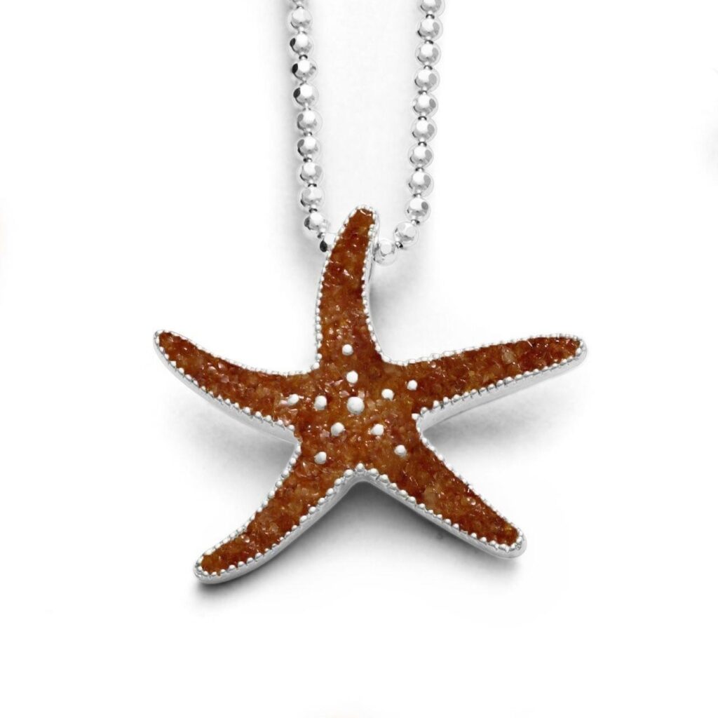 DUR Schmuck Anhänger SEESTERN Bernstein, Silber 925/- rhodiniert (P3428)