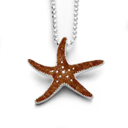 DUR Schmuck Anhänger SEESTERN Bernstein, Silber 925/- rhodiniert (P3428)