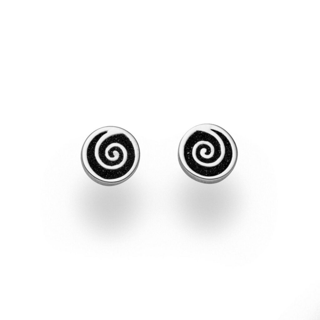 DUR Schmuck Ohrstecker SPIRALE 2.0 Lavasand, Silber 925/- rhodiniert (O5215)