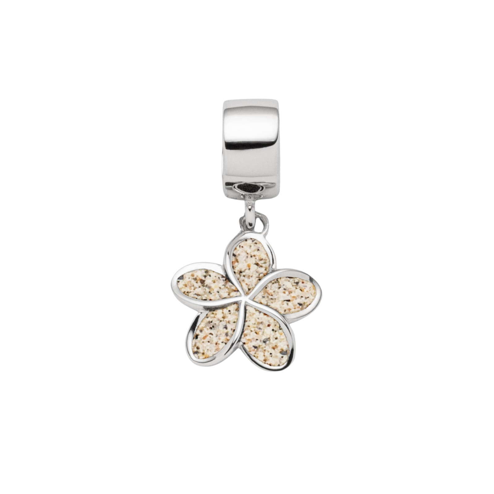 DUR Schmuck Charm PLUMERIA BLÜTE Strandsand, Silber 925/- rhodiniert (F320) – Bild 1
