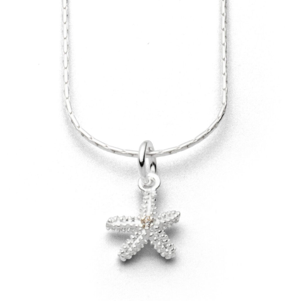 DUR Schmuck zierliche Kette SEESTERN ZIRKONIA, Silber 925/-  42cm (K2303)