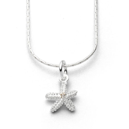 DUR Schmuck zierliche Kette SEESTERN ZIRKONIA, Silber 925/-  42cm (K2303)