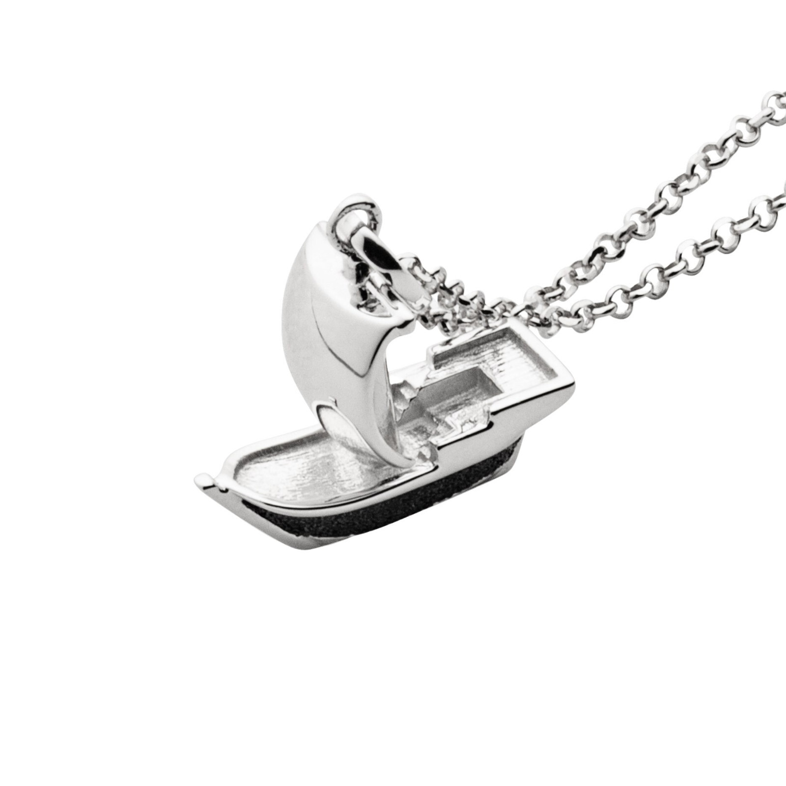 DUR Schmuck Kette KOGGE 3D Lavasand, Silber 925/- rhodiniert, 45cm (K2837) – Bild 1