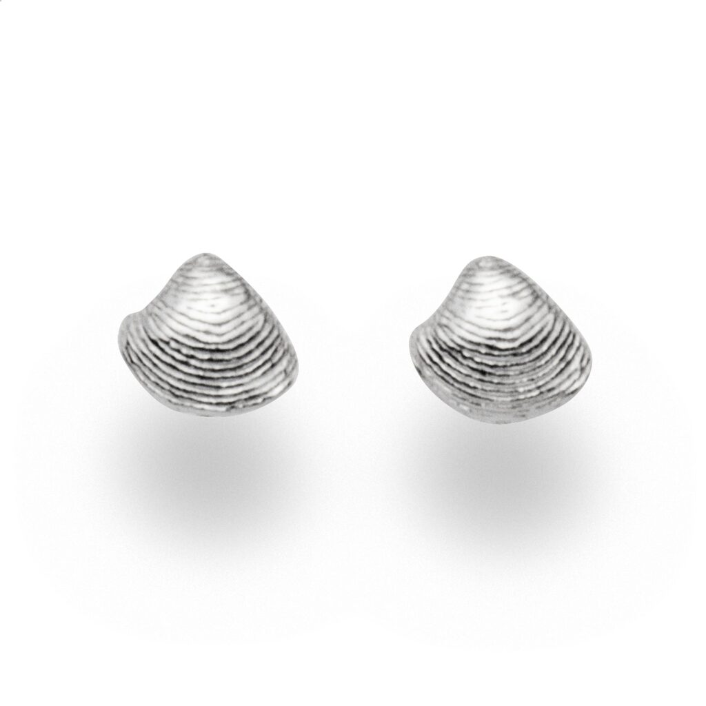DUR Schmuck Ohrstecker HERZMUSCHEL 2.0 Silber 925/- rhodiniert (O5638)