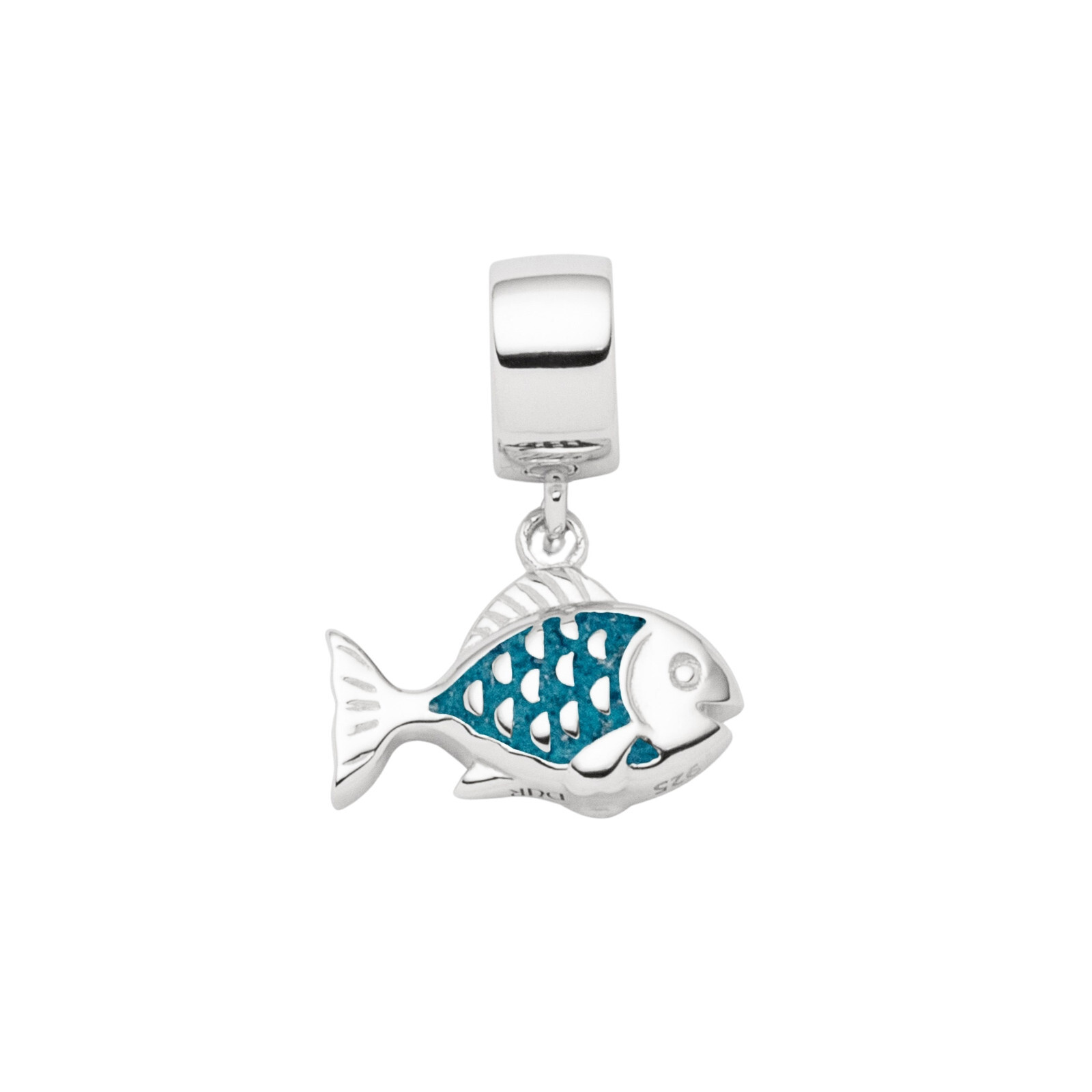 DUR Schmuck Charm FISCH Steinsand blau, Silber 925/- rhodiniert (F298) – Bild 1