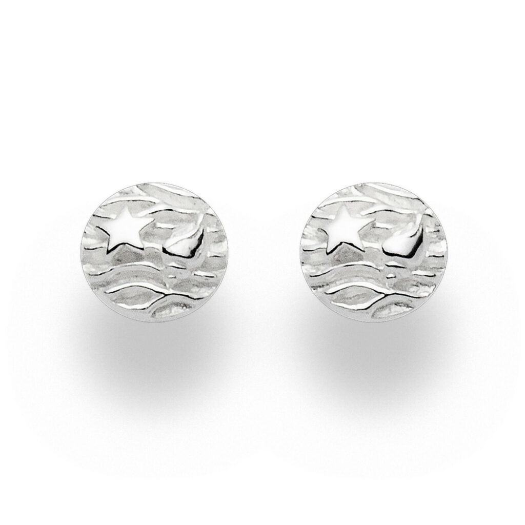 DUR Schmuck Ohrstecker STRANDWELLEN mit Seestern & Muschel, Silber 925/- (O5077)