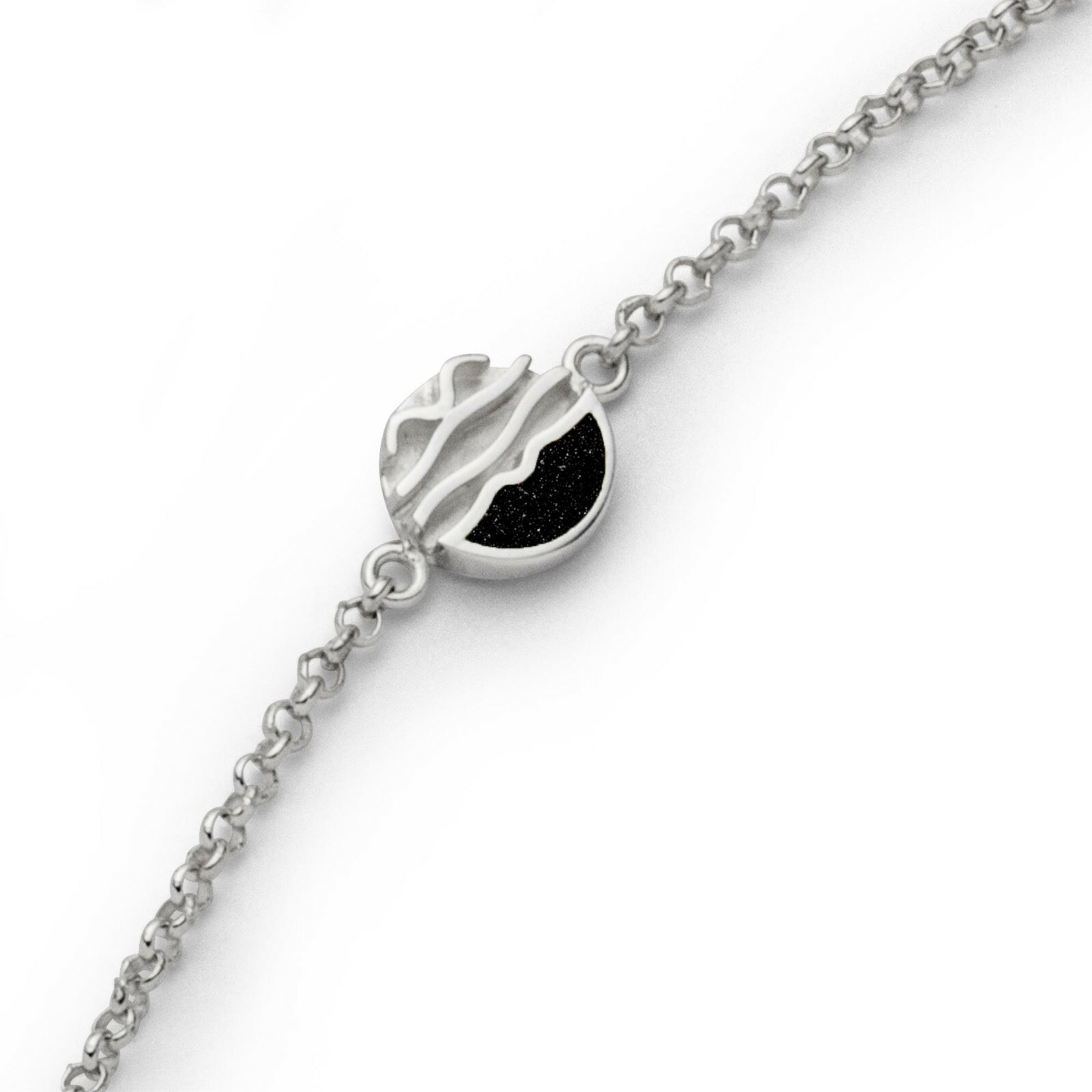 DUR Armband STRANDWELLEN Lavasand,Silber 925/- 16,5cm+2cm Verlängerung (A1654) – Bild 1