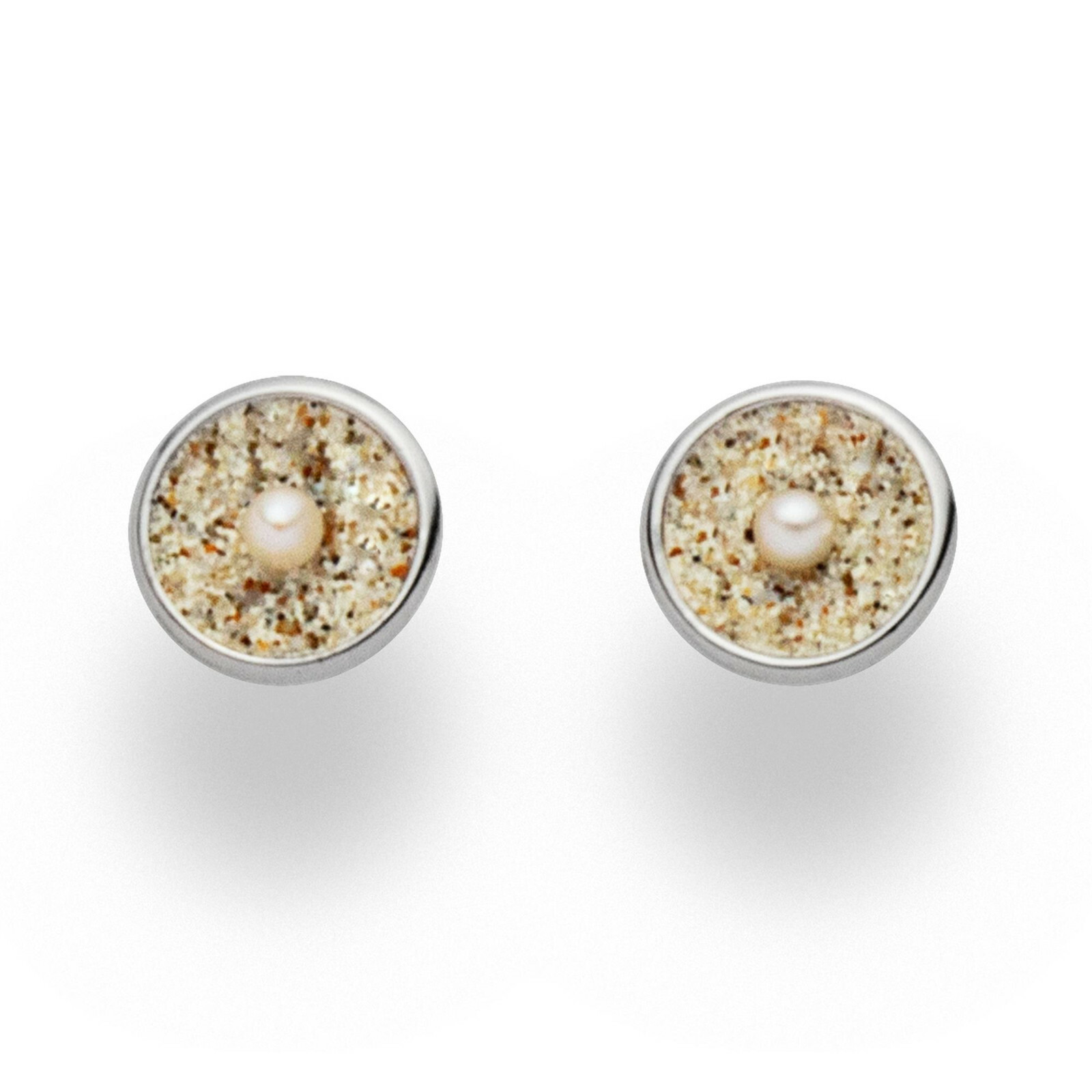 DUR Schmuck Ohrstecker SANDSCHALE Strandsand, Perle, Silber 925/- (O4992) – Bild 1