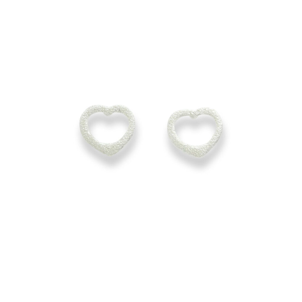 DUR Schmuck Ohrstecker HERZ gefrostet Silber 925/-  (O5048)